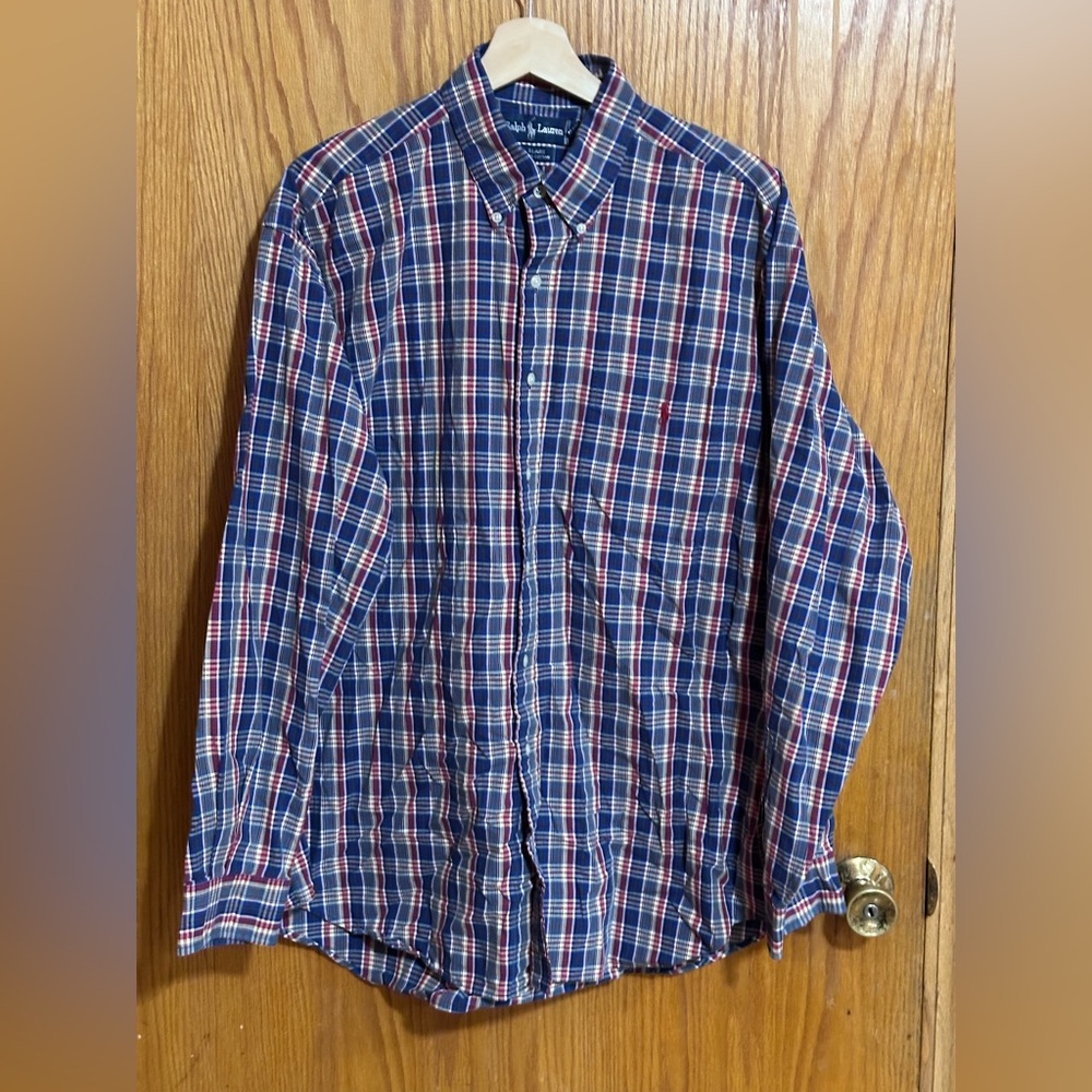 Ralph Lauren Blaire Men's Blue‎ Plaid Shirt sz XL C